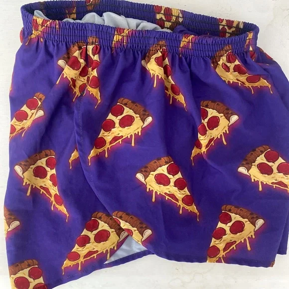 Purple and Yellow Athletic Shorts with Playful Print - Picture 3 of 3